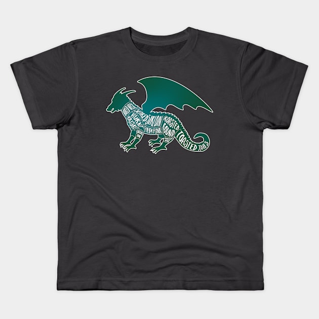 Green Dragon - Fantasy Butcher Cuts of Meat Kids T-Shirt by AliceQuinn